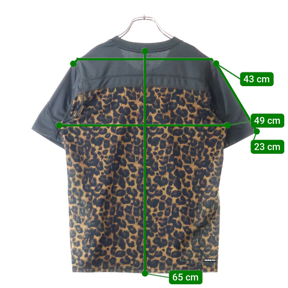 F.C.R.B./F.C.Real Bristol/FCRB(エフシーアールビー/エフシーレアルブリストル) × NIKE ナイキ ロゴ プリント レオパード 切替 半袖カットソー Tシャツ グレー 640470‐030