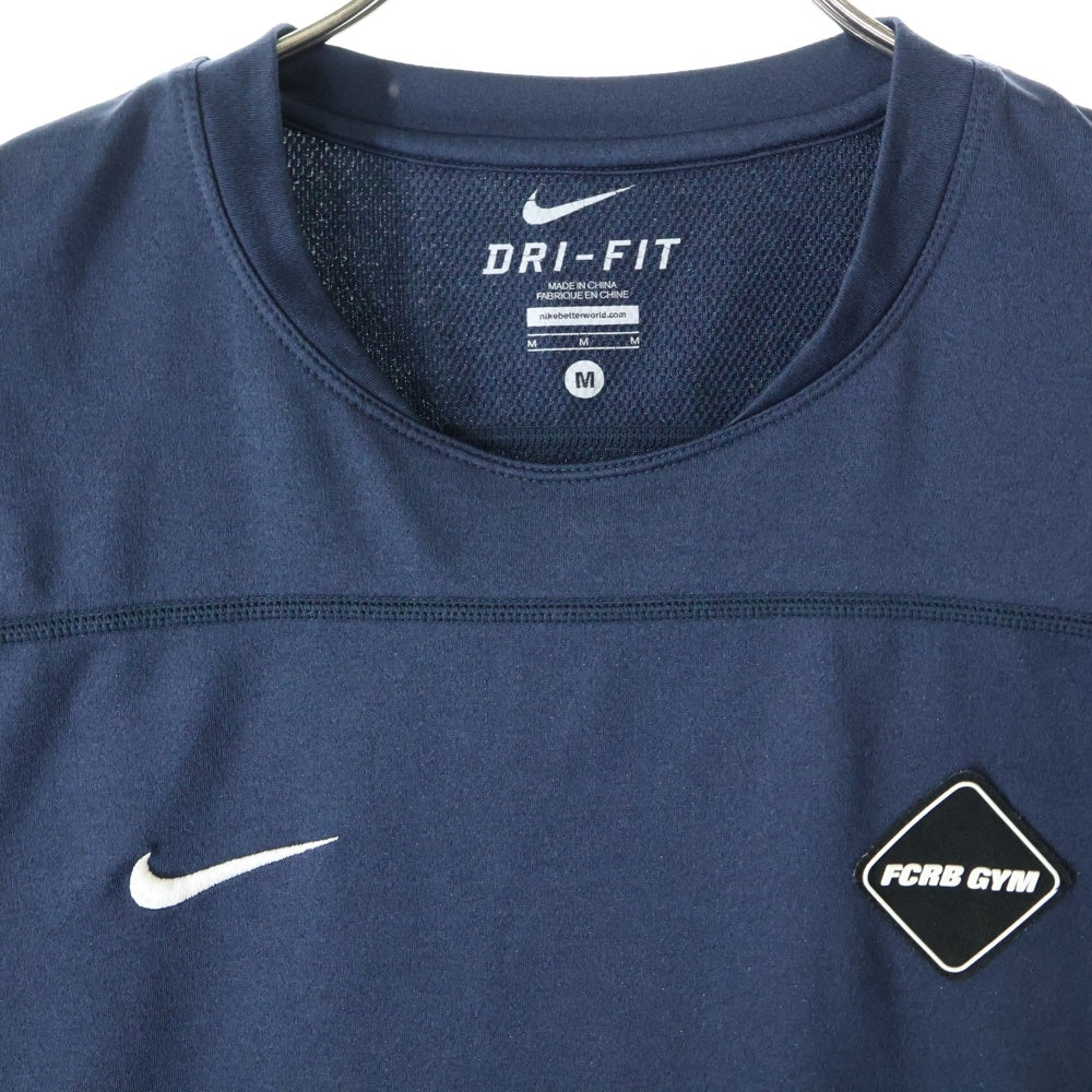 F.C.R.B./F.C.Real Bristol/FCRB(エフシーアールビー/エフシーレアルブリストル) × NIKE ナイキ ロゴ プリント レオパード 切替 半袖カットソー Tシャツ ネイビー/ブルー 640470-410