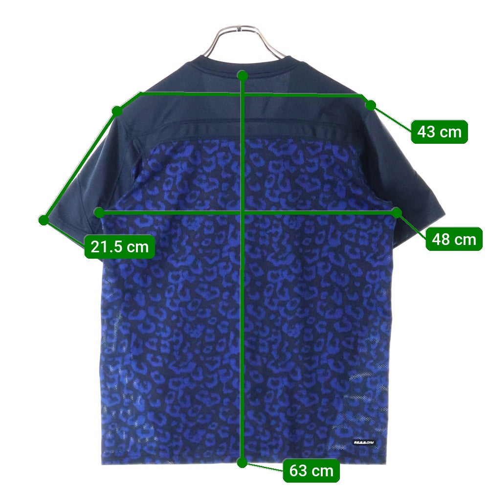 F.C.R.B./F.C.Real Bristol/FCRB(エフシーアールビー/エフシーレアルブリストル) × NIKE ナイキ ロゴ プリント レオパード 切替 半袖カットソー Tシャツ ネイビー/ブルー 640470-410