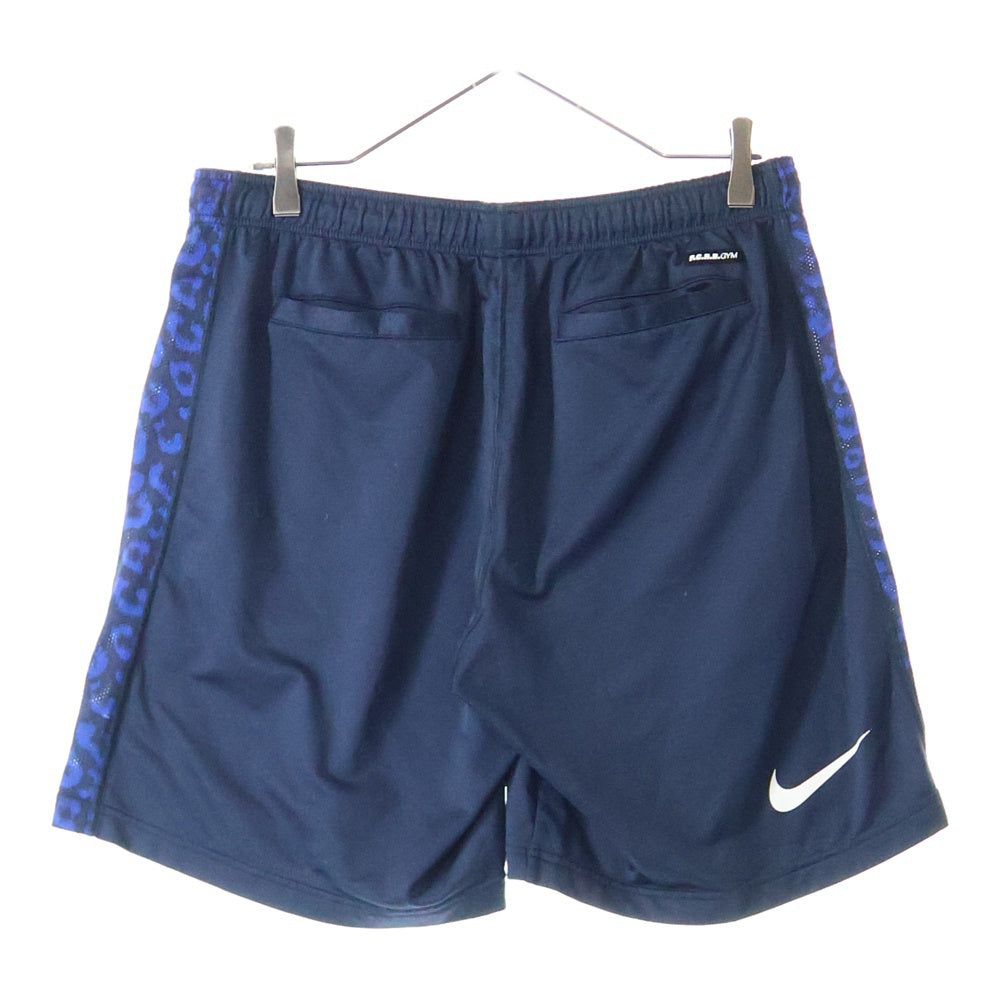 F.C.R.B./F.C.Real Bristol/FCRB(エフシーアールビー/エフシーレアルブリストル) × NIKE ナイキ ロゴプリント レオパード 切替 ショーツ ハーフパンツ ネイビー/ブルー 640470-410