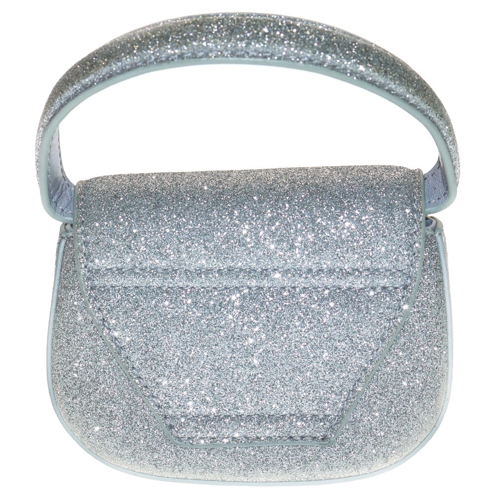 DIESEL(ディーゼル) 1DR ラメ グリッターロゴ 2WAY ハンド ショルダーバッグ シルバー X08709