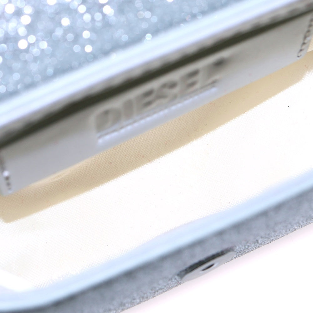 DIESEL(ディーゼル) 1DR ラメ グリッターロゴ 2WAY ハンド ショルダーバッグ シルバー X08709