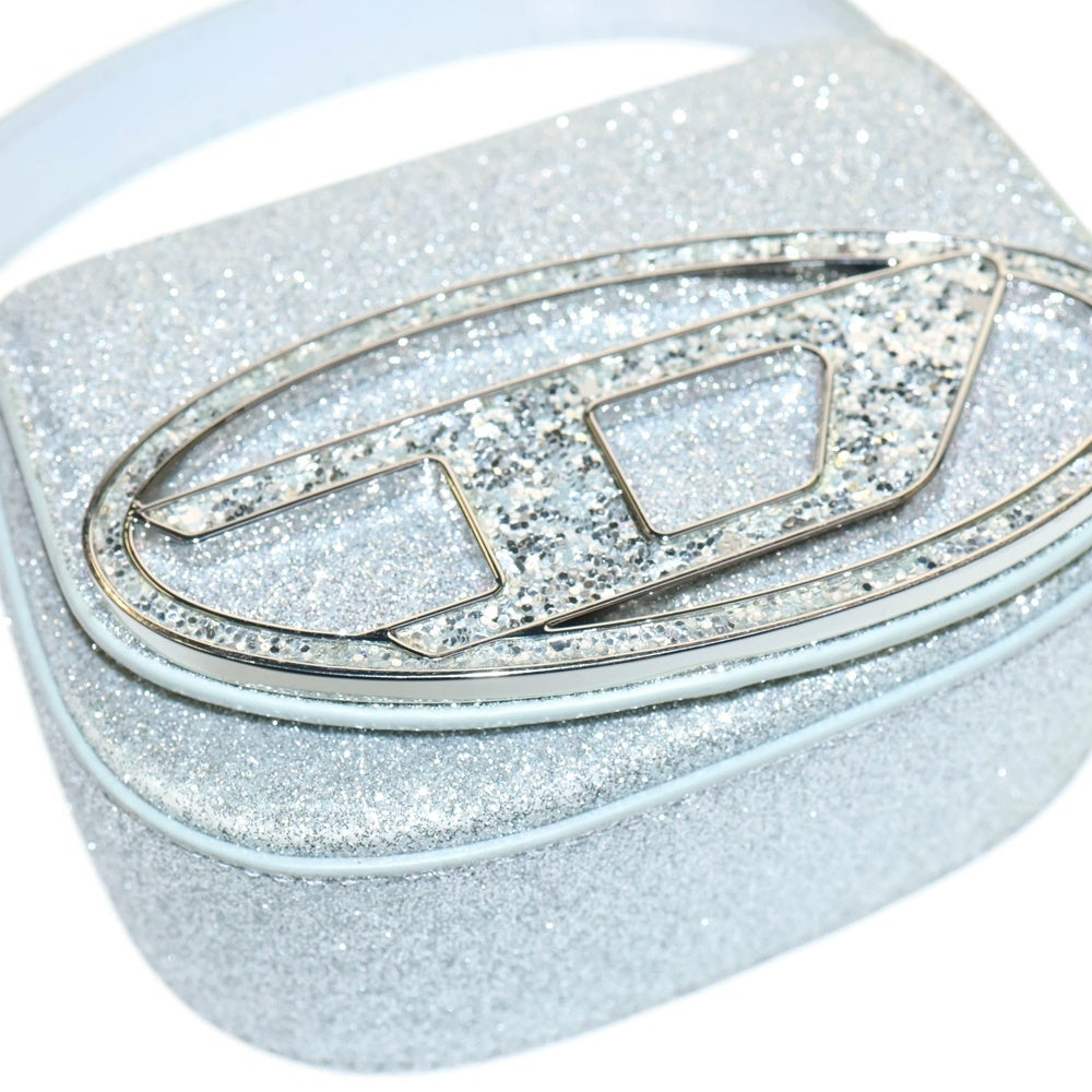 DIESEL(ディーゼル) 1DR ラメ グリッターロゴ 2WAY ハンド ショルダーバッグ シルバー X08709