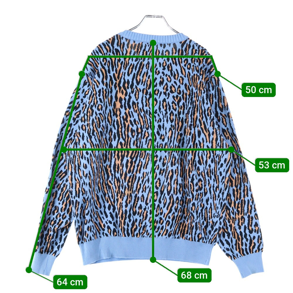 WACKO MARIA(ワコマリア) 25SS LEOPARD JACQUARD KNIT SWEATER レオパード柄 ジャガード クルーネック ニット セーター ブルー