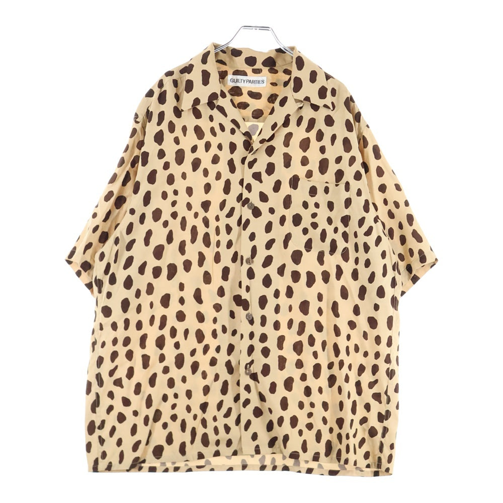 WACKO MARIA(ワコマリア) 24SS HAWAIIAN SHIRTS レオパード 総柄 レーヨン オープンカラー 半袖ハワイアンシャツ ブラウン 24SS-WMS-HI02