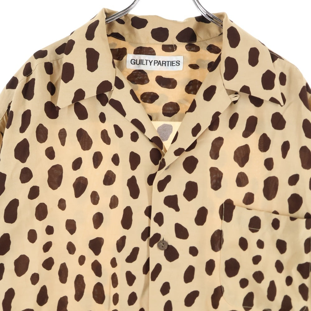 WACKO MARIA(ワコマリア) 24SS HAWAIIAN SHIRTS レオパード 総柄 レーヨン オープンカラー 半袖ハワイアンシャツ ブラウン 24SS-WMS-HI02