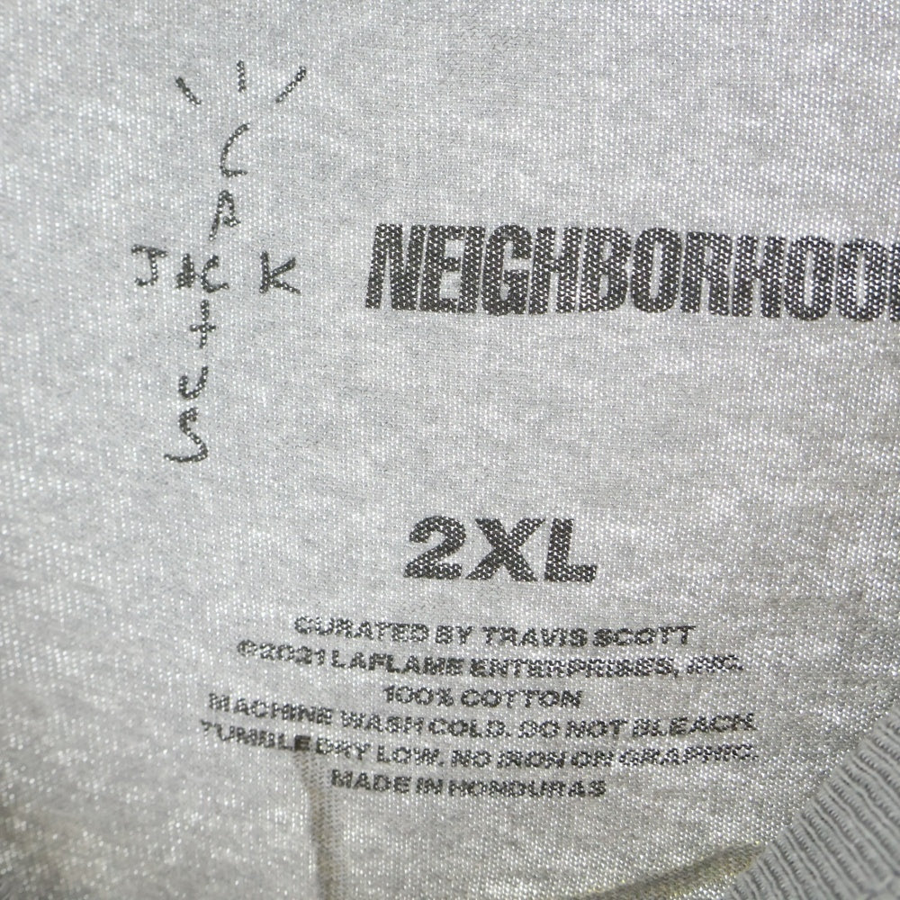 Cactus Jack(カクタスジャック) 21SS ×NEIGHBORHOOD ×ネイバーフッド 両面プリントデザイン クルーネック カットソー 半袖Tシャツ グレー