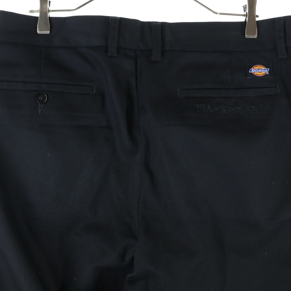 WACKO MARIA(ワコマリア) 24AW ×DICKIES PLEATED TROUSERS ディッキーズ プリーテッド ロゴエンブロイダリーデザイン ジップアップ パンツ ブラック 24FW-WMP-DC01