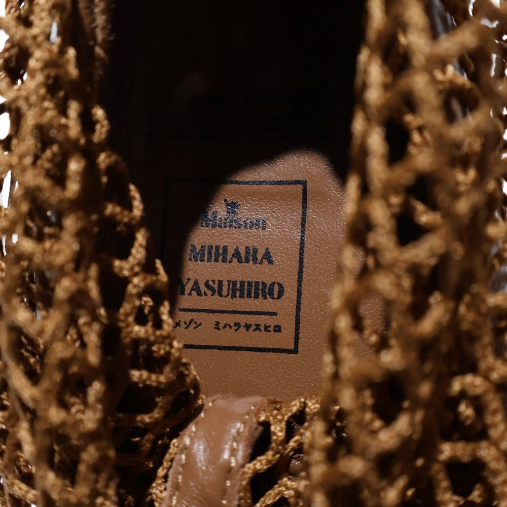 MAISON MIHARAYASUHIRO(メゾンミハラヤスヒロ) ビリヤードボールヒール スクエアトゥ バックジップ ハイカットシューズ パンプス ブラウン レディース B08FW704