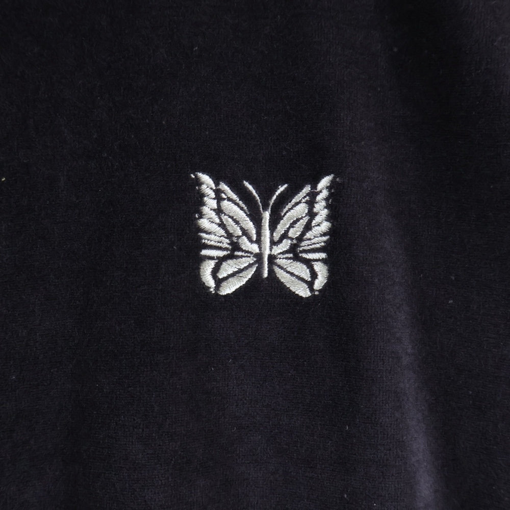 Needles(ニードルス) 25SS RIB COLLAR TRACK JACKET - C/PE VELOR ベロア リブカラー トラックジャケット ブラウン/ホワイト QV319