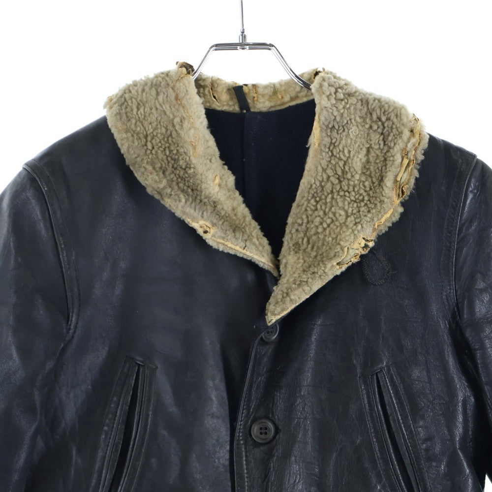 VINTAGE(ヴィンテージ) 30-40S VINTAGE ヴィンテージ ホースハイド 襟ボア レザー カーコート ブラック