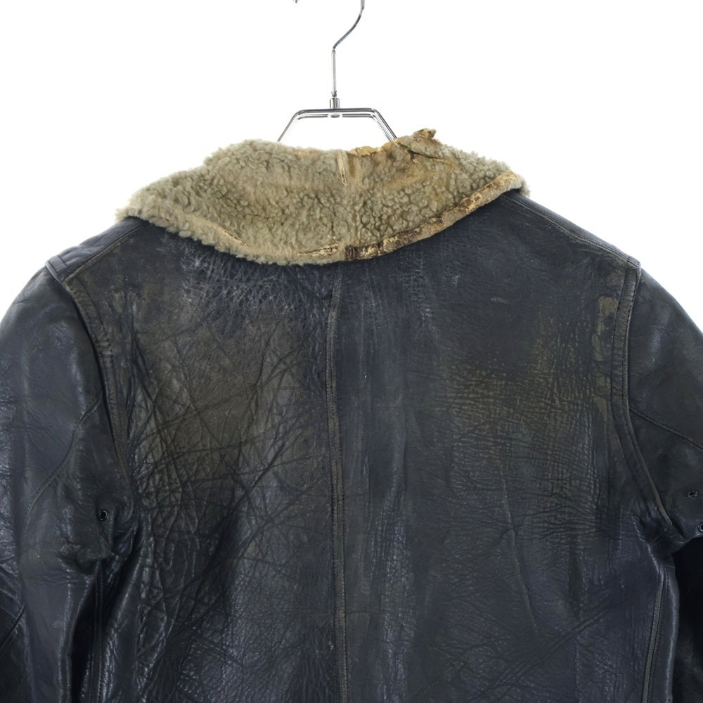 VINTAGE(ヴィンテージ) 30-40S VINTAGE ヴィンテージ ホースハイド 襟ボア レザー カーコート ブラック