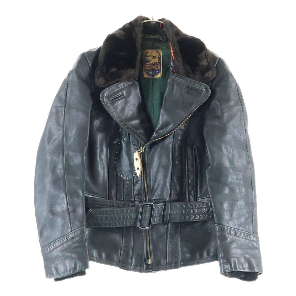 VINTAGE(ヴィンテージ) 30-40S VINTAGE ヴィンテージ ドイツ製 レザー モーターサイクル ダブルライダースジャケット ダークグリーン