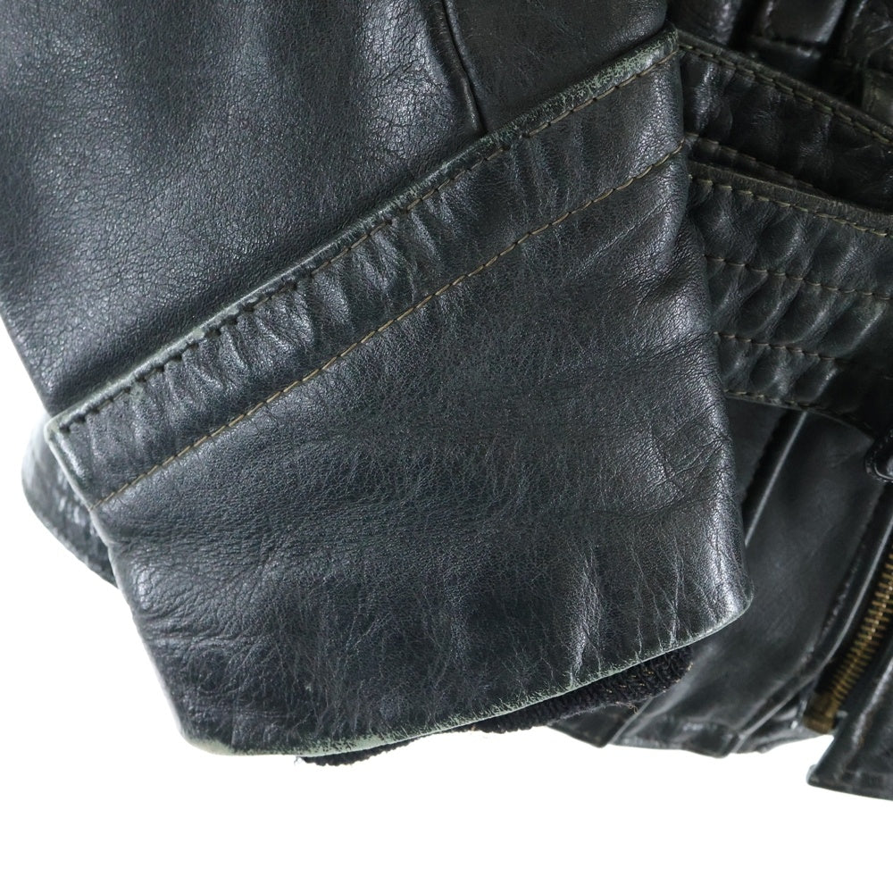 VINTAGE(ヴィンテージ) 30-40S VINTAGE ヴィンテージ ドイツ製 レザー モーターサイクル ダブルライダースジャケット ダークグリーン
