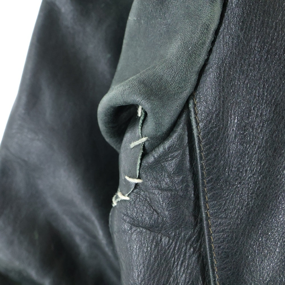 VINTAGE(ヴィンテージ) 30-40S VINTAGE ヴィンテージ ドイツ製 レザー モーターサイクル ダブルライダースジャケット ダークグリーン