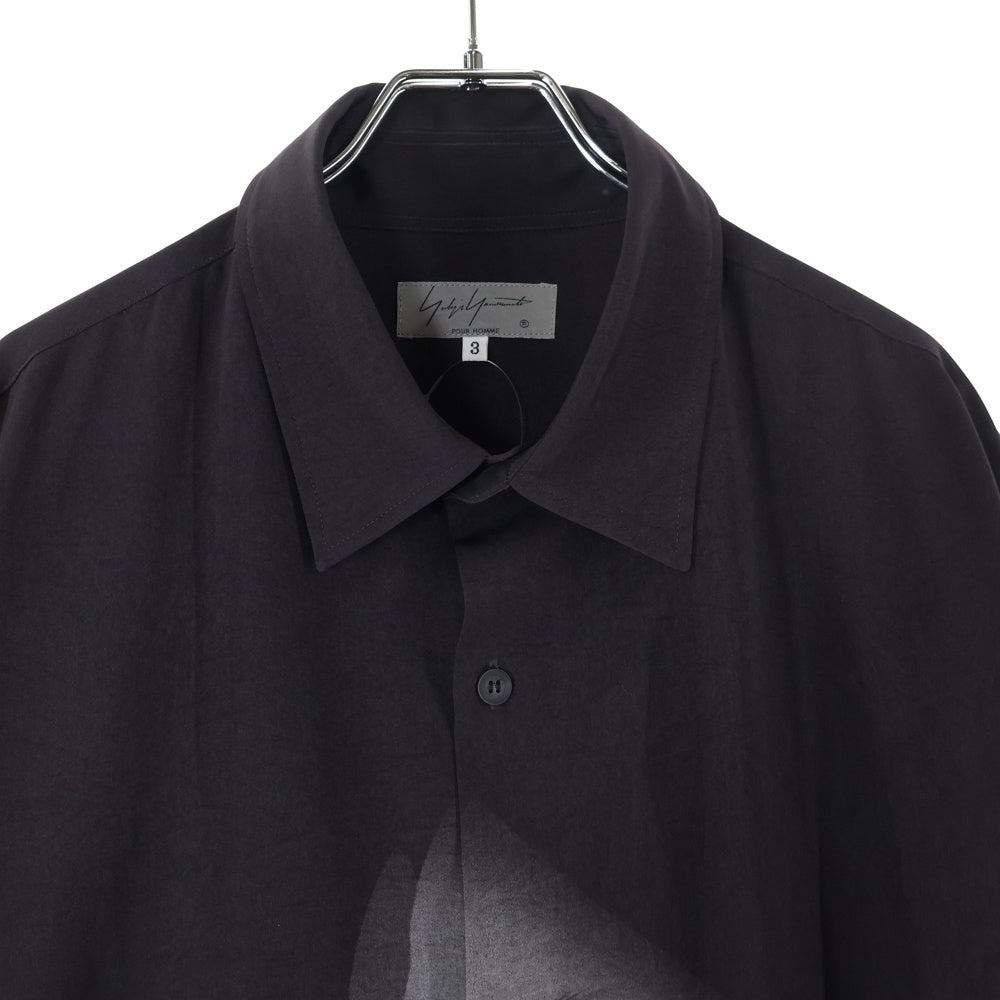Yohji Yamamoto POUR HOMME(ヨウジヤマモト プールオム) 20SS 内田すずめ サヨウナラバ プリント ロング長袖シャツ バーガンディ HN-B30-511