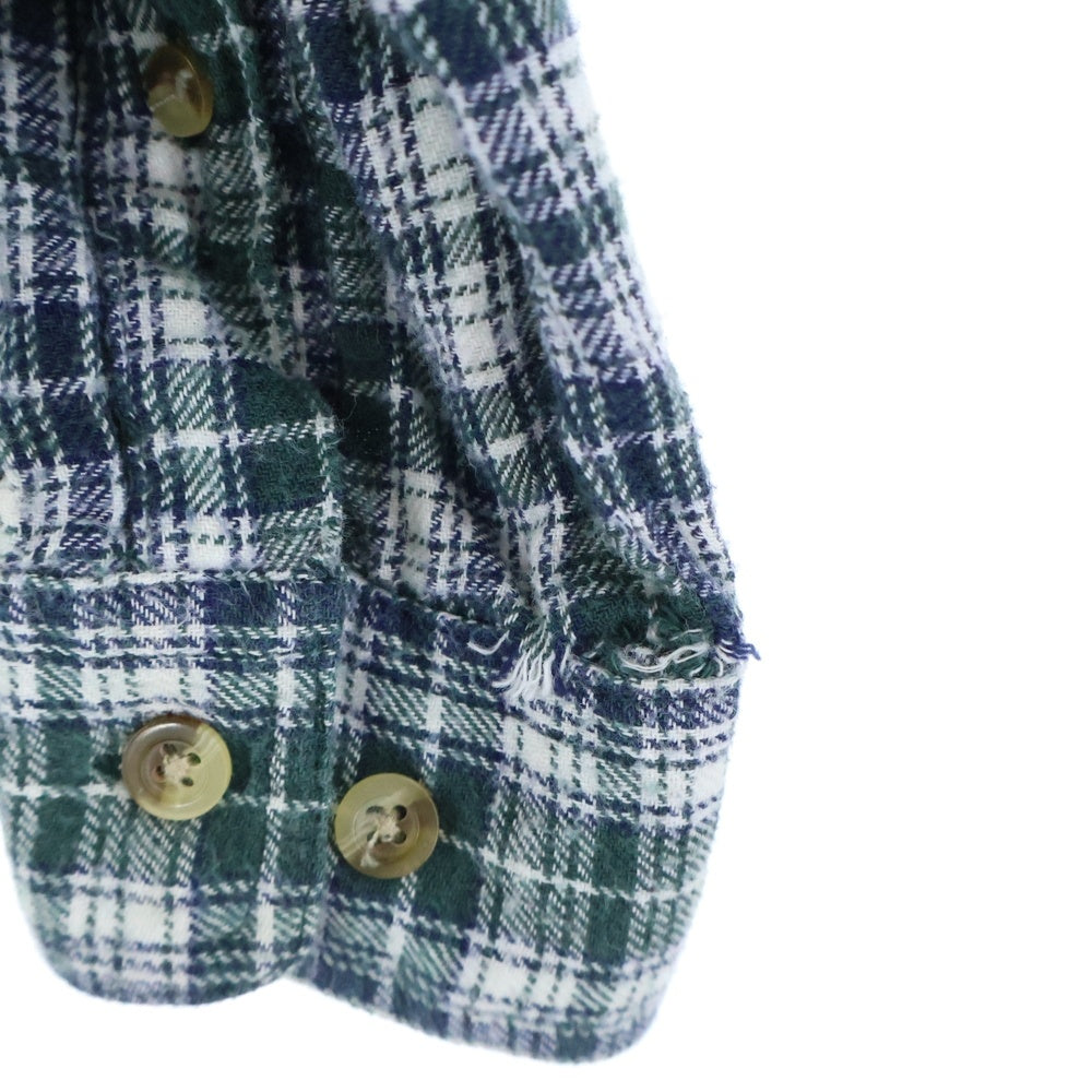 VINTAGE(ヴィンテージ) TKS basics チェック柄 コットン 長袖シャツ グリーン/ホワイト