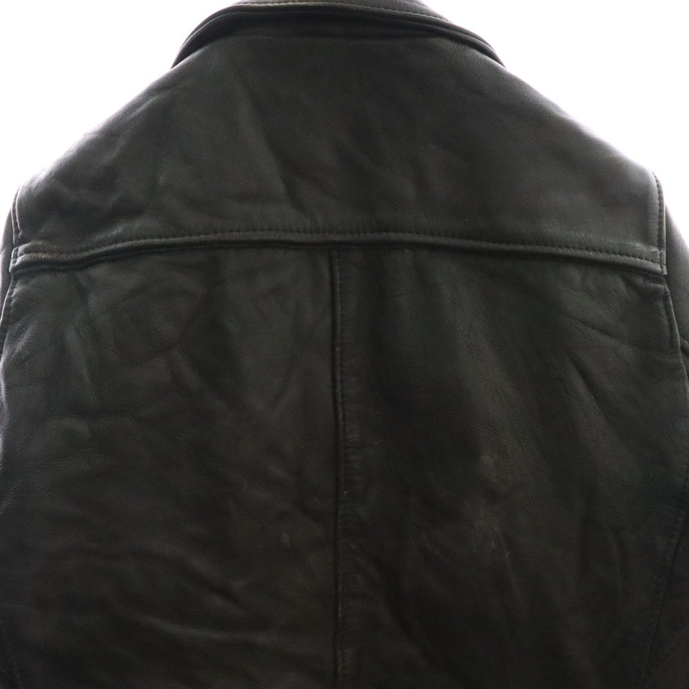 NO BRAND(ノーブランド) VINTAGE ヴィンテージ YKKジッパー レザー ダブルライダースジャケット ブラック