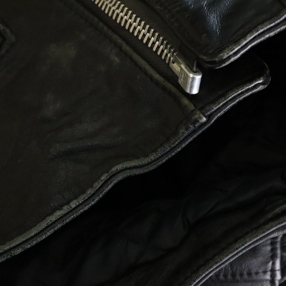 NO BRAND(ノーブランド) VINTAGE ヴィンテージ YKKジッパー レザー ダブルライダースジャケット ブラック