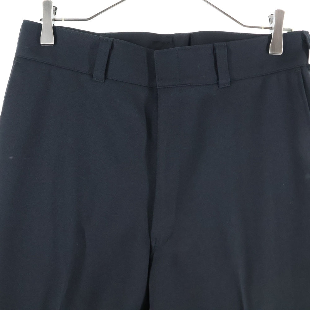 NO BRAND(ノーブランド) double ダブル polyester pants ポリエステル センタープレス スラックスパンツ ブラック