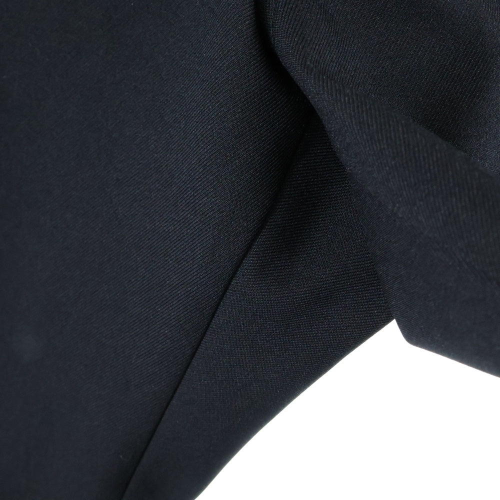 NO BRAND(ノーブランド) double ダブル polyester pants ポリエステル センタープレス スラックスパンツ ブラック