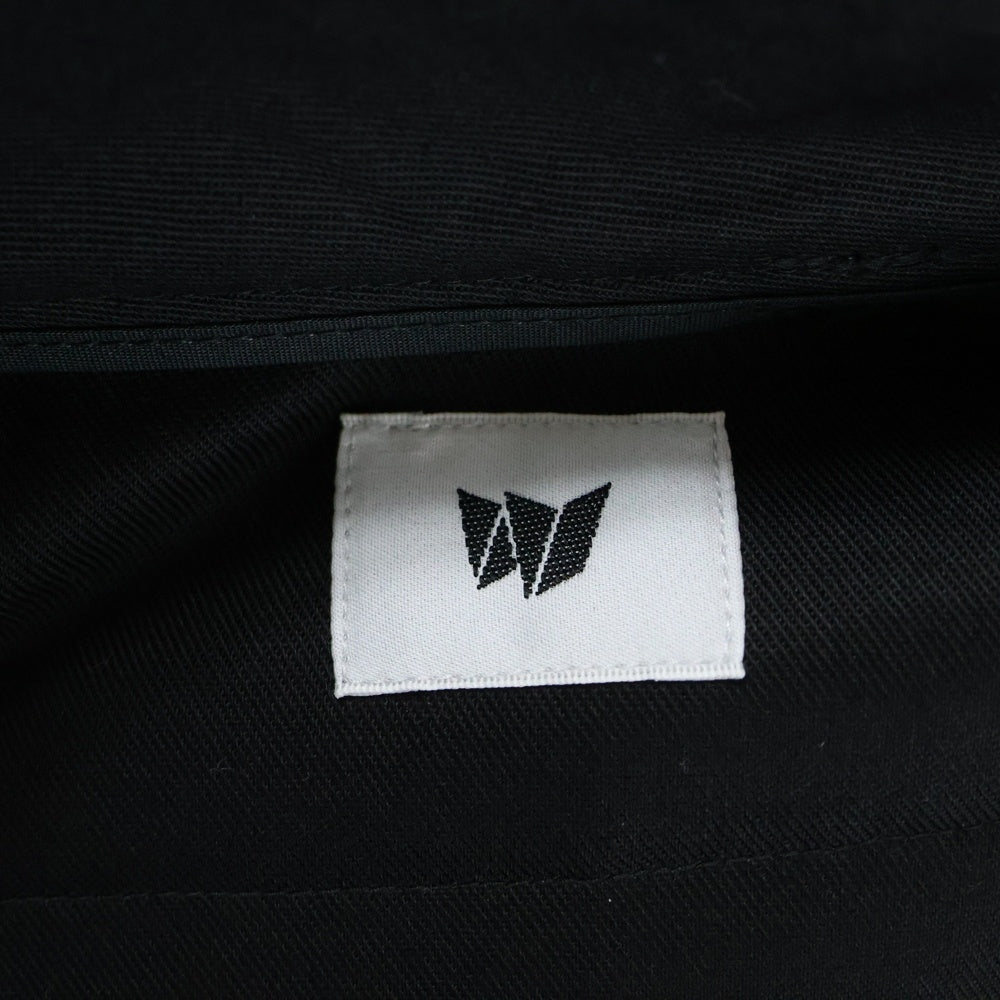 NO BRAND(ノーブランド) double ダブル polyester pants ポリエステル センタープレス スラックスパンツ ブラック