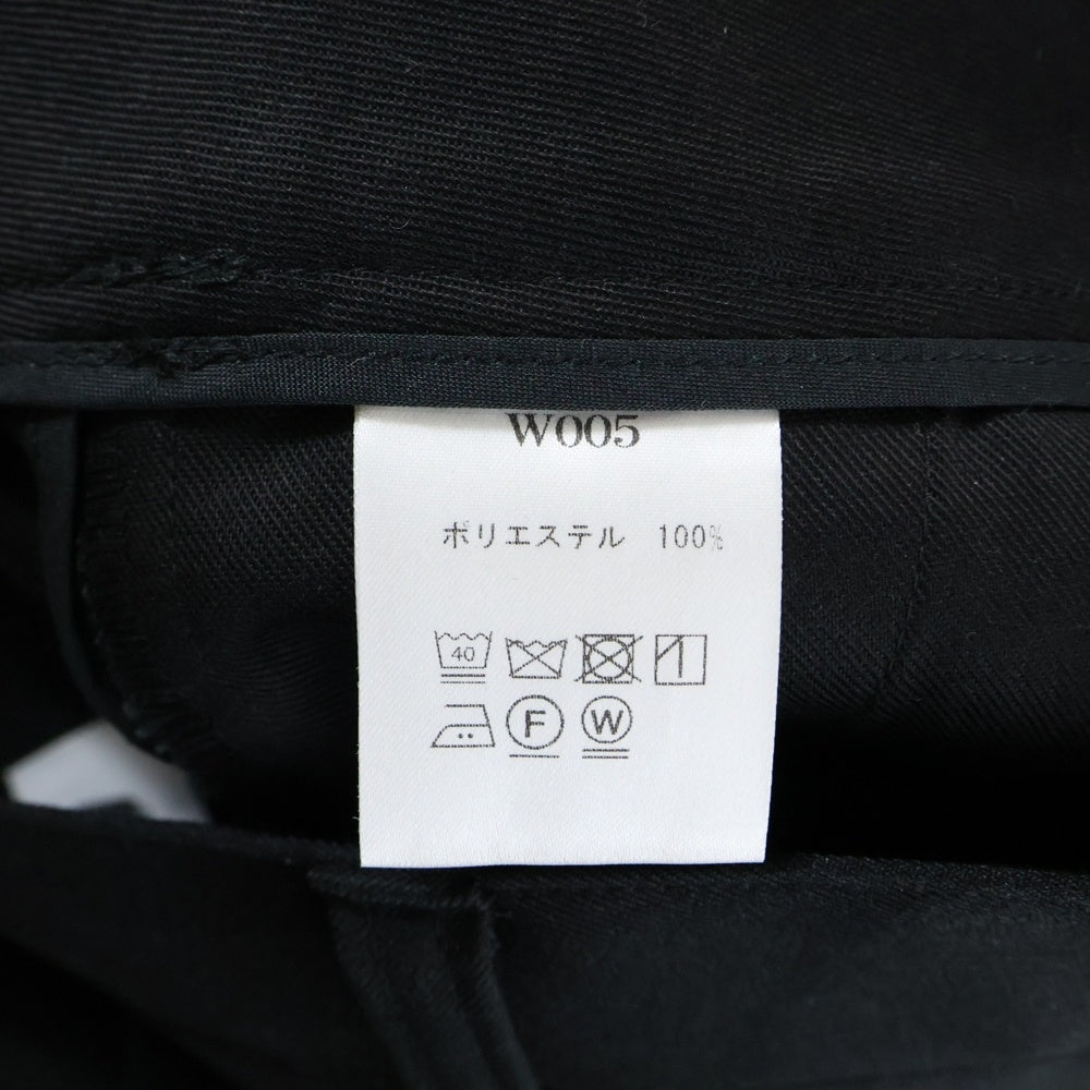 NO BRAND(ノーブランド) double ダブル polyester pants ポリエステル センタープレス スラックスパンツ ブラック
