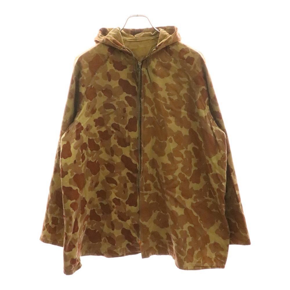 VINTAGE(ヴィンテージ) 30-40S VINTAGE 初期シェブロン型CROWNジッパー フロッグスキン ダックハンターカモ ジップアップパーカー ブラウン