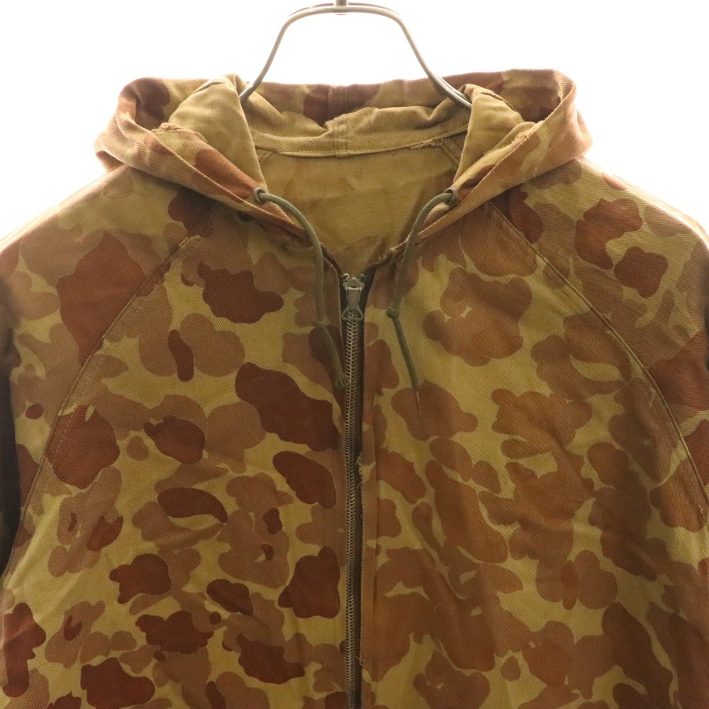 VINTAGE(ヴィンテージ) 30-40S VINTAGE 初期シェブロン型CROWNジッパー フロッグスキン ダックハンターカモ ジップアップパーカー ブラウン
