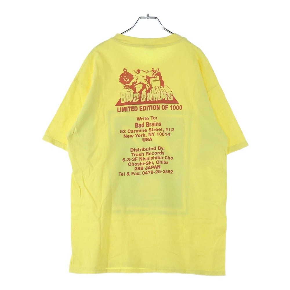 VINTAGE(ヴィンテージ) 90S VINTAGE BAD BRAINS 1995 TRASH RECORDS HANES ヴィンテージ USA製 バッドブレインズ トラッシュレコーズ 両面プリント クルーネック 半袖Tシャツ イエロー