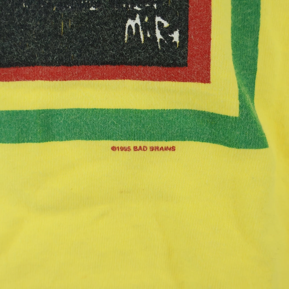 VINTAGE(ヴィンテージ) 90S VINTAGE BAD BRAINS 1995 TRASH RECORDS HANES ヴィンテージ USA製 バッドブレインズ トラッシュレコーズ 両面プリント クルーネック 半袖Tシャツ イエロー