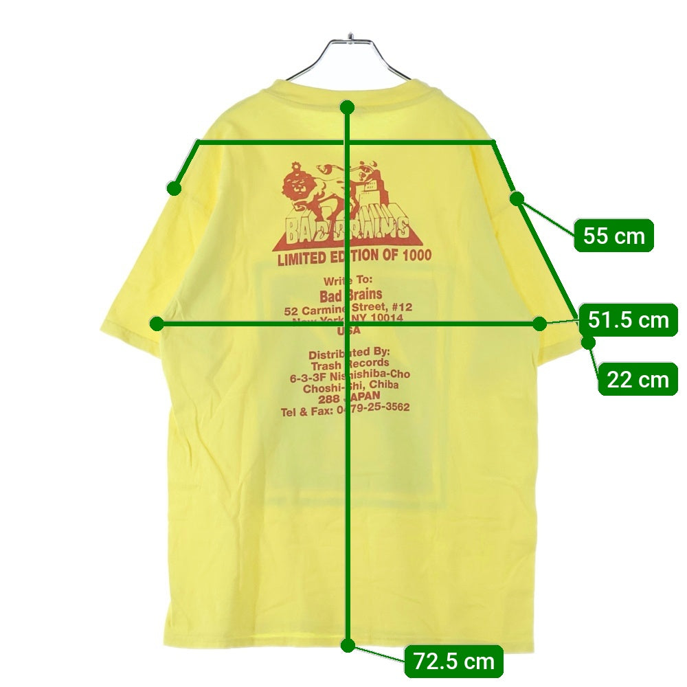 VINTAGE(ヴィンテージ) 90S VINTAGE BAD BRAINS 1995 TRASH RECORDS HANES ヴィンテージ USA製 バッドブレインズ トラッシュレコーズ 両面プリント クルーネック 半袖Tシャツ イエロー