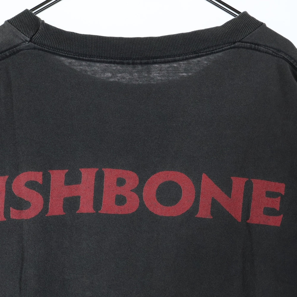 VINTAGE(ヴィンテージ) 90S FISH BONE フィッシュボーン 両面プリント クルーネック 半袖Tシャツ カットソー チャコールグレー