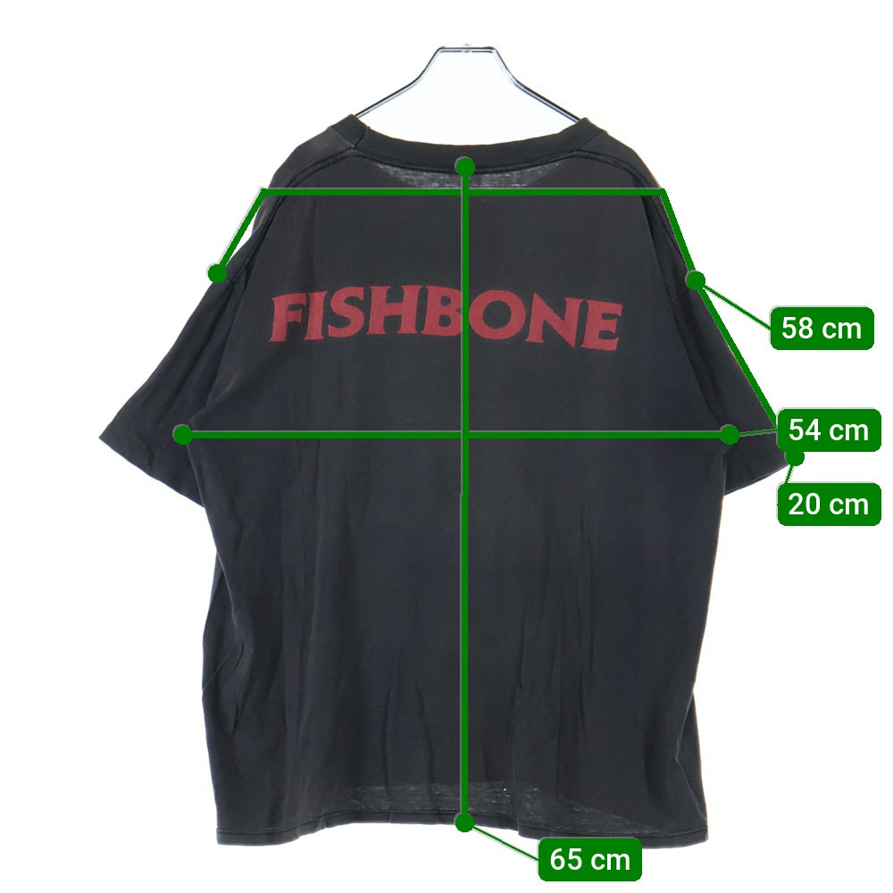 VINTAGE(ヴィンテージ) 90S FISH BONE フィッシュボーン 両面プリント クルーネック 半袖Tシャツ カットソー チャコールグレー