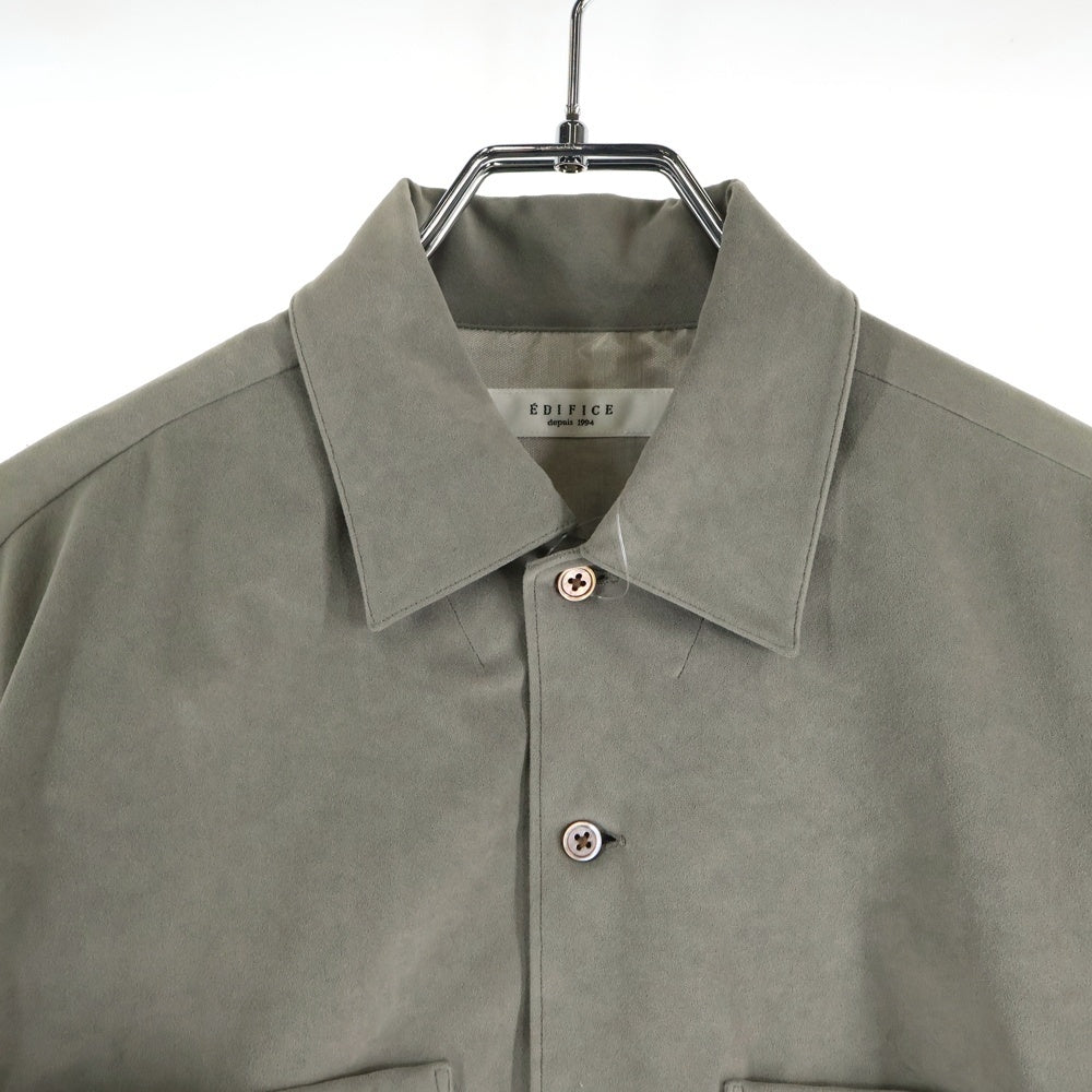 EDIFICE(エディフィス) 2ポケット ロングスリーブ ベロア長袖シャツ ベージュ 18-050-300-5040-1-0