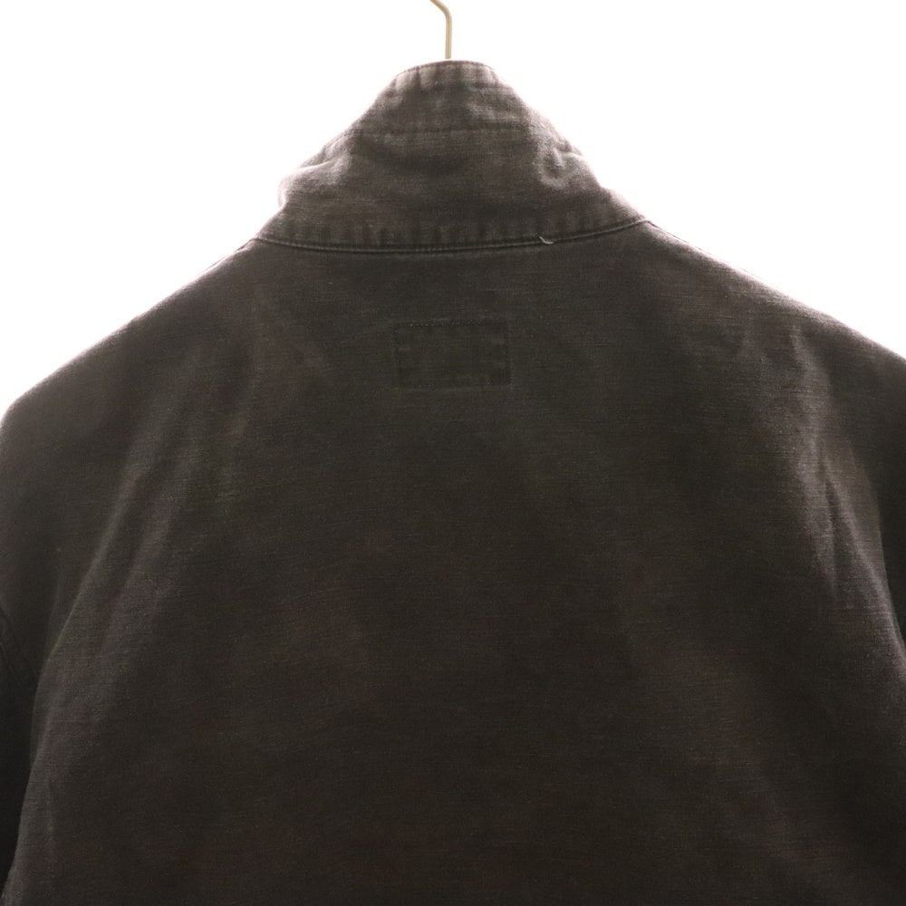 KAMIYA(カミヤ) 25SS STAIN BLOUSON ステイン ダブルフラップポケット ドローストリング付き ジップアップ デニムブルゾン ブラック G14BL024