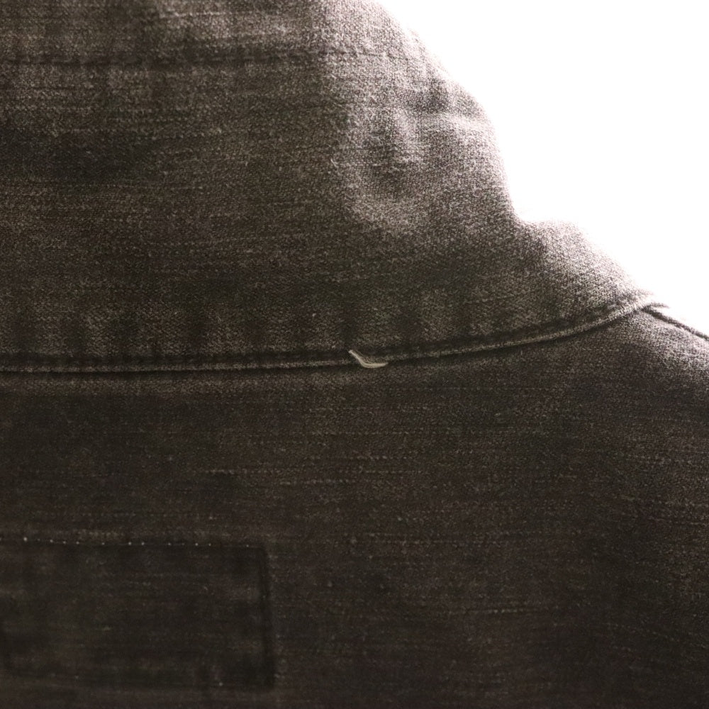 KAMIYA(カミヤ) 25SS STAIN BLOUSON ステイン ダブルフラップポケット ドローストリング付き ジップアップ デニムブルゾン ブラック G14BL024