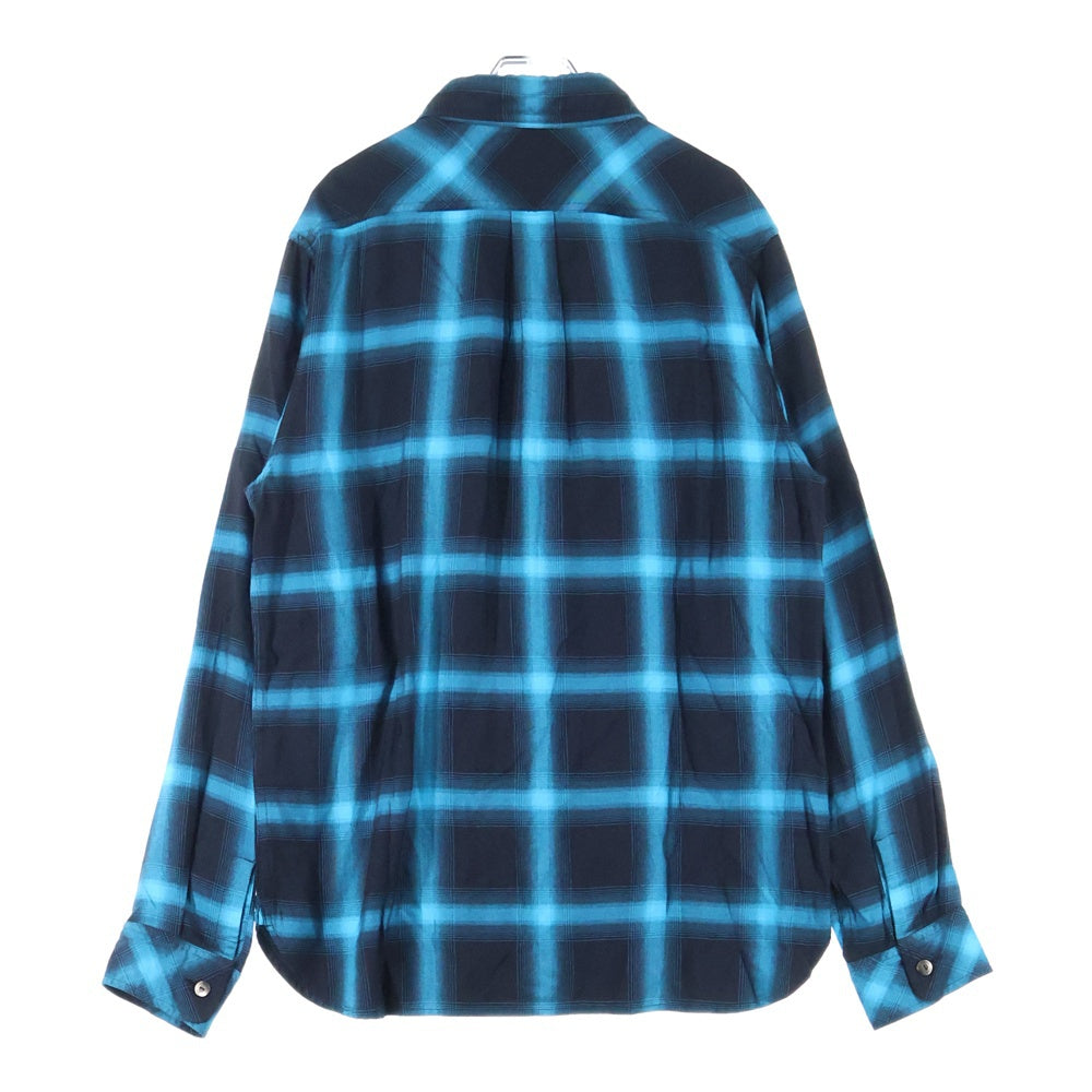 ISAMU KATAYAMA BACKLASH(イサムカタヤマバックラッシュ) RAYON ORIGINAL OMBRE CHECK GARMENT-DYED SHIRT ガーメントダイ オンブレチェック 長袖レーヨンシャツ ブルー/ブラック 2103-01