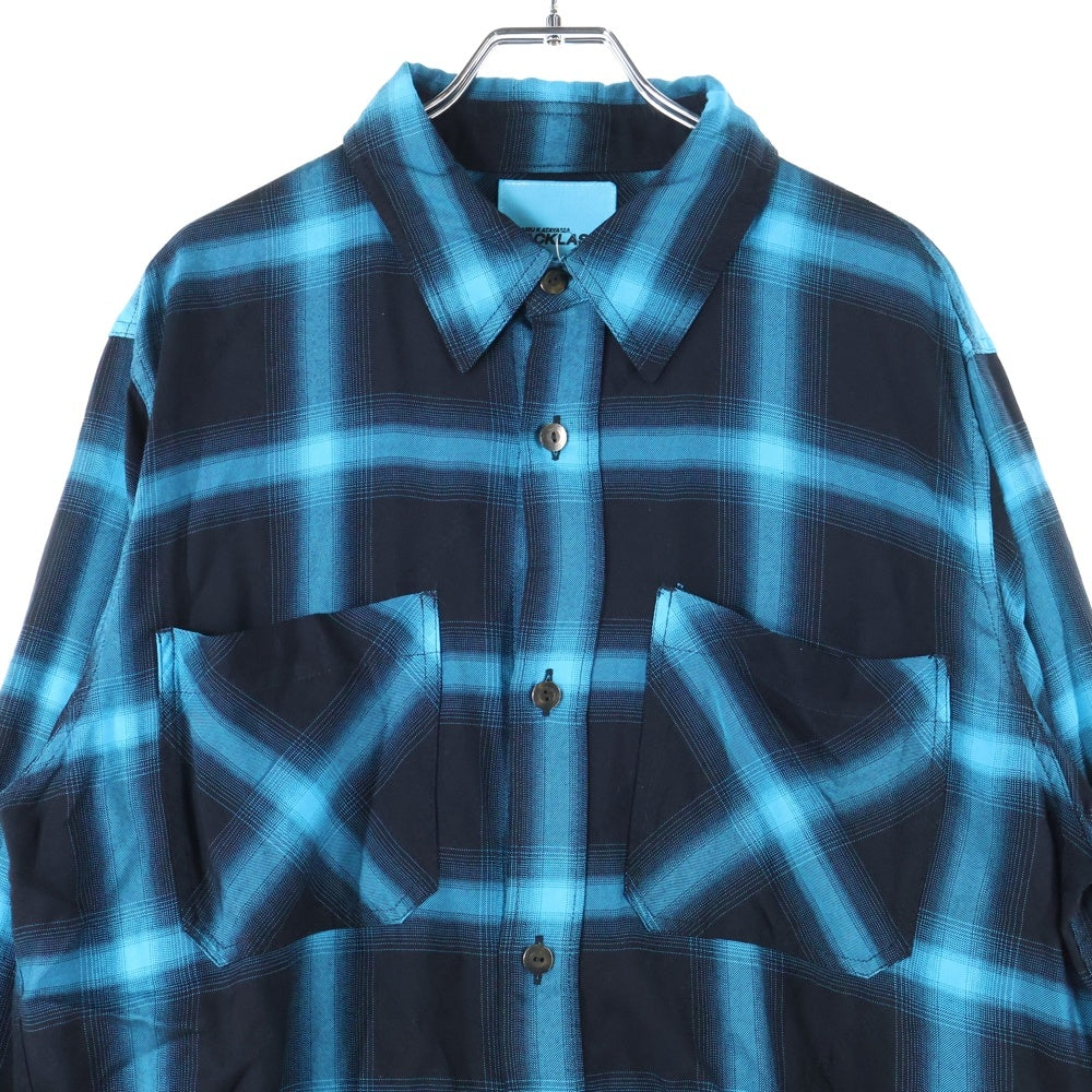 ISAMU KATAYAMA BACKLASH(イサムカタヤマバックラッシュ) RAYON ORIGINAL OMBRE CHECK GARMENT-DYED SHIRT ガーメントダイ オンブレチェック 長袖レーヨンシャツ ブルー/ブラック 2103-01