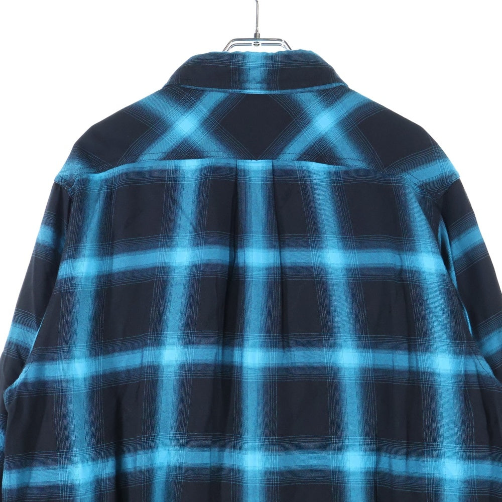 ISAMU KATAYAMA BACKLASH(イサムカタヤマバックラッシュ) RAYON ORIGINAL OMBRE CHECK GARMENT-DYED SHIRT ガーメントダイ オンブレチェック 長袖レーヨンシャツ ブルー/ブラック 2103-01