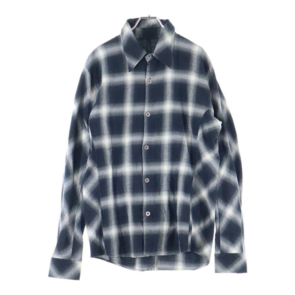 THEE OLD CIRCUS(ジオールドサーカス) 22AW THUNDER GRADATION HARVEST SLEEVE CHECK SHIRTS 雷鳴 グラデーションチェック ハーヴェストスリーブシャツ ブラック 2301-K