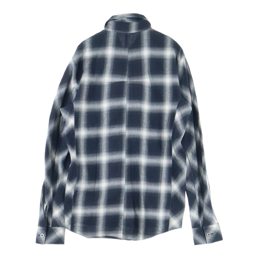THEE OLD CIRCUS(ジオールドサーカス) 22AW THUNDER GRADATION HARVEST SLEEVE CHECK SHIRTS 雷鳴 グラデーションチェック ハーヴェストスリーブシャツ ブラック 2301-K