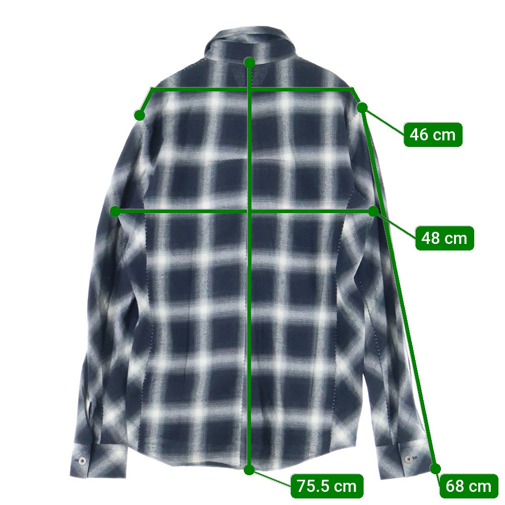 THEE OLD CIRCUS(ジオールドサーカス) 22AW THUNDER GRADATION HARVEST SLEEVE CHECK SHIRTS 雷鳴 グラデーションチェック ハーヴェストスリーブシャツ ブラック 2301-K