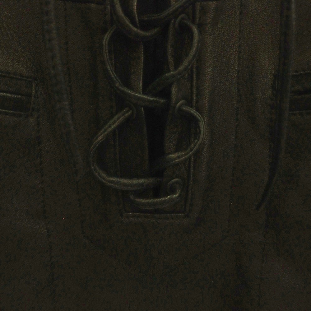 ISAMU KATAYAMA BACKLASH(イサムカタヤマバックラッシュ) 25SS DEERSKIN LACE-UP PULLOVER SHIRT JACKET ディアスキン レースアッププルオーバーシャツジャケット ブラック 2142-02