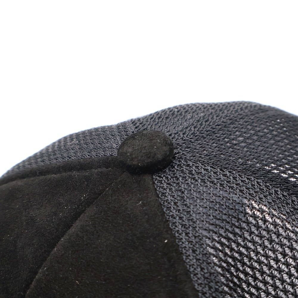 ISAMU KATAYAMA BACKLASH(イサムカタヤマバックラッシュ) 23SS KANGAROO SUEDE CAP レオパード柄 カンガルースウェード メッシュトラッカーキャップ ブラック/ブラウン 869-02