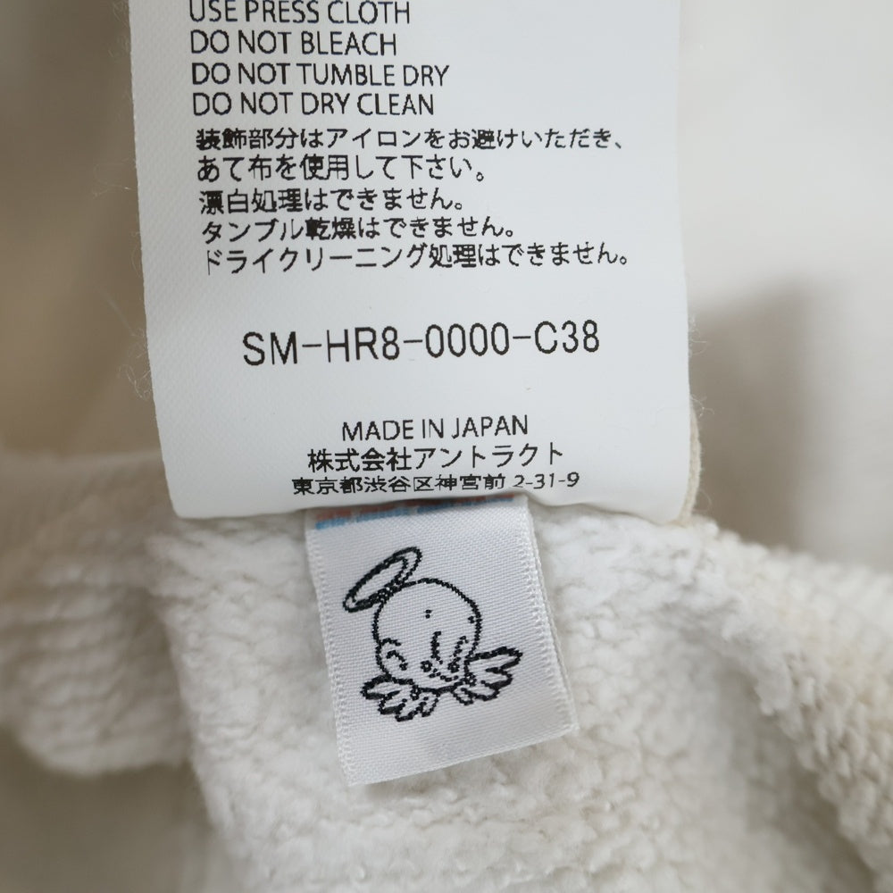 SAINT MICHAEL(セントマイケル) 25SS ×BerBerjin BJ CREW NECK SWEAT ベルベルジン フロント染み込みプリント ダメージ加工 クルーネックスウェット ホワイト SM-HR8-0000-C38