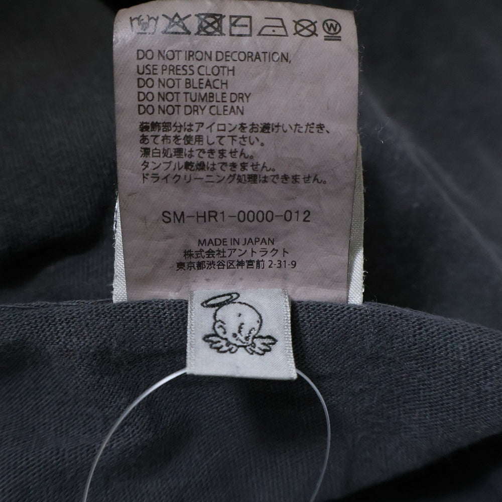 SAINT MICHAEL(セントマイケル) 25SS SS TEE SAINT ALPHA セントアルファ ヴィンテージ加工 フロントプリントTシャツ 半袖クルーネックカットソー グレー SM-HR1-0000-012