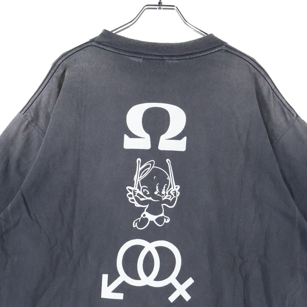 SAINT MICHAEL(セントマイケル) 25SS SS TEE CANDLE 加工 両面プリントTシャツ 半袖クルーネックカットソー グレー SM-HR8-0000-008