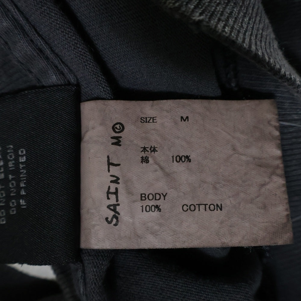 SAINT MICHAEL(セントマイケル) 25SS SS TEE CANDLE 加工 両面プリントTシャツ 半袖クルーネックカットソー グレー SM-HR8-0000-008