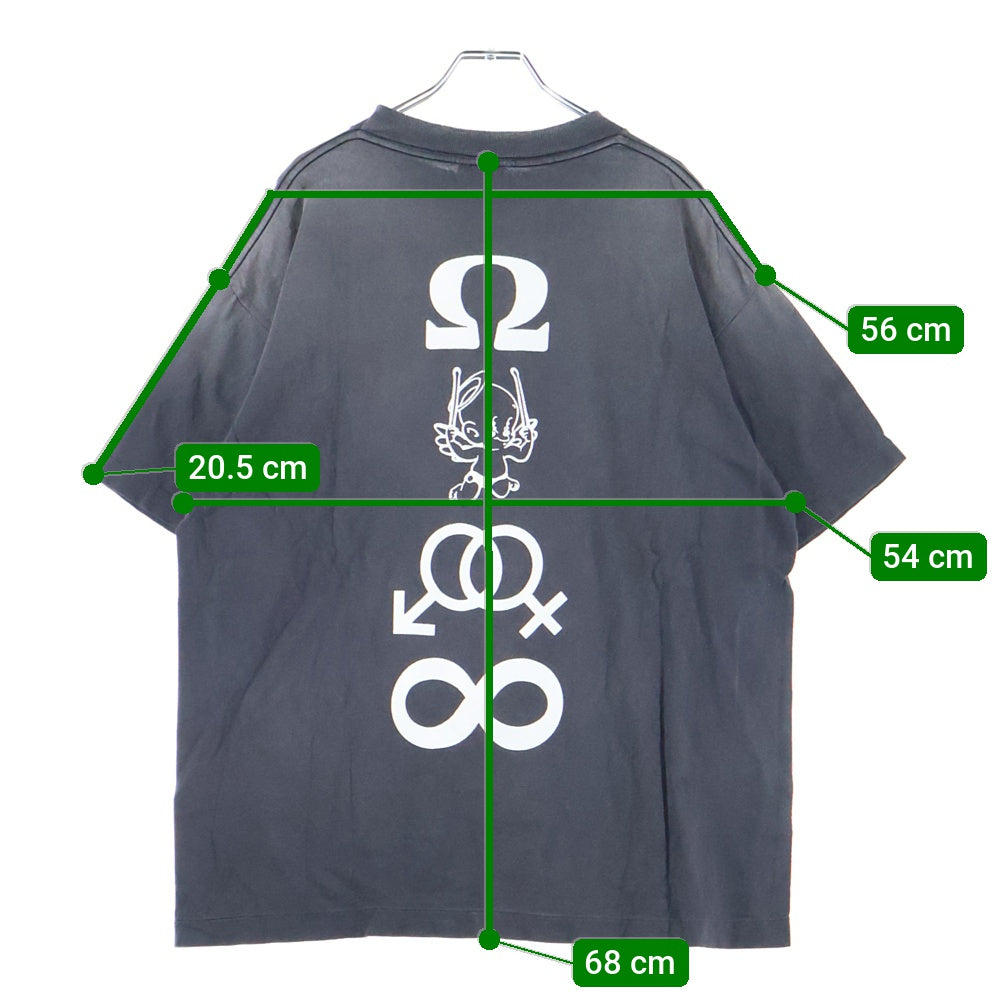 SAINT MICHAEL(セントマイケル) 25SS SS TEE CANDLE 加工 両面プリントTシャツ 半袖クルーネックカットソー グレー SM-HR8-0000-008